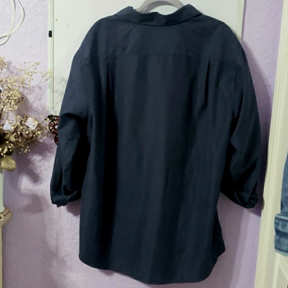 Vintage BRANDINI Men's Navy Blue Button Up Collared Long Sleeved Dress Shirt - Picture 2 of 8